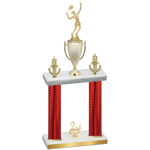 Double Red Carbon Fiber Second Place Tennis Trophy