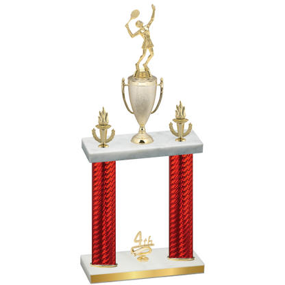Double Red Carbon Fiber Fourth Place Tennis Trophy