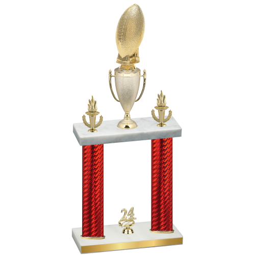 Double Red Carbon Fiber Year Football Trophy