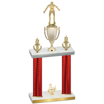 Double Red Carbon Fiber Third Place Wrestling Trophy