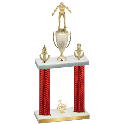 Double Red Carbon Fiber Third Place Wrestling Trophy