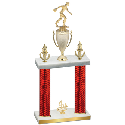 Double Red Carbon Fiber Fourth Place Bowling Trophy