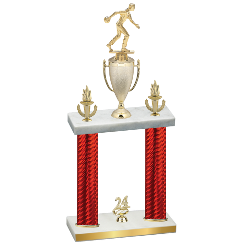 Double Red Carbon Fiber Year Bowling Trophy