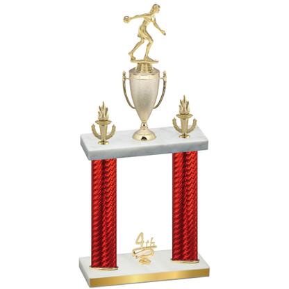 Double Red Carbon Fiber Fourth Place Bowling Trophy