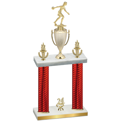 Double Red Carbon Fiber Year Bowling Trophy