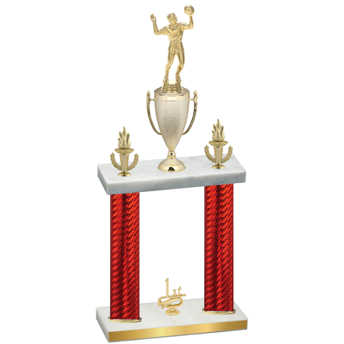 Double Red Carbon Fiber First Place Volleyball Trophy