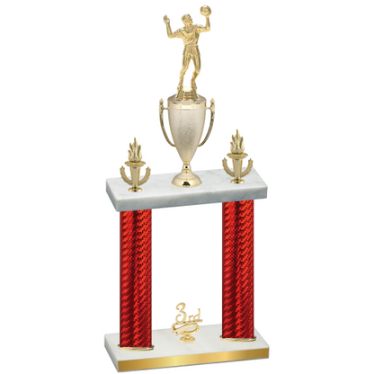 Double Red Carbon Fiber Third Place Volleyball Trophy