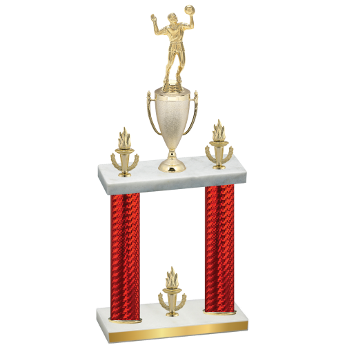 Double Red Carbon Fiber Victory Volleyball Trophy
