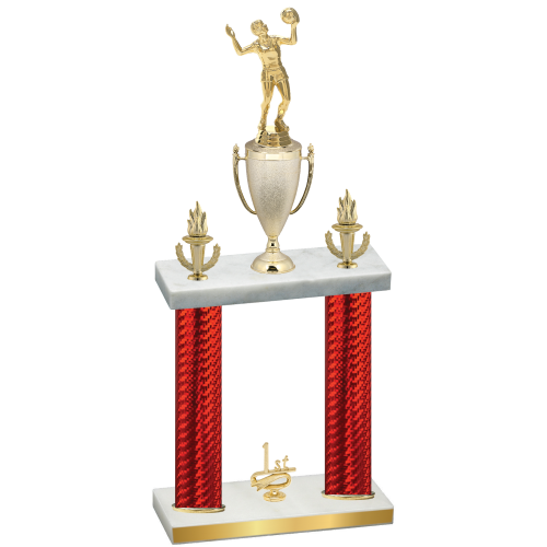 Double Red Carbon Fiber First Place Volleyball Trophy