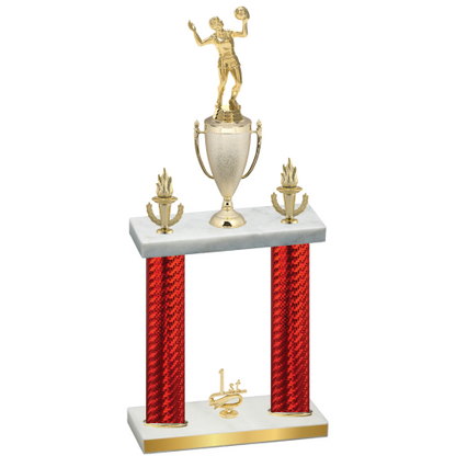 Double Red Carbon Fiber First Place Volleyball Trophy