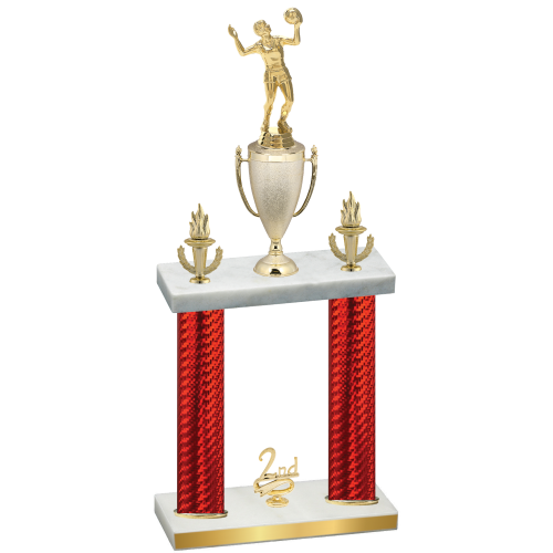 Double Red Carbon Fiber Second Place Volleyball Trophy