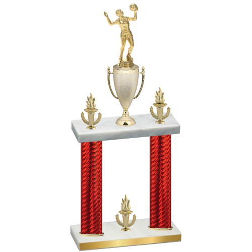 Double Red Carbon Fiber Victory Volleyball Trophy