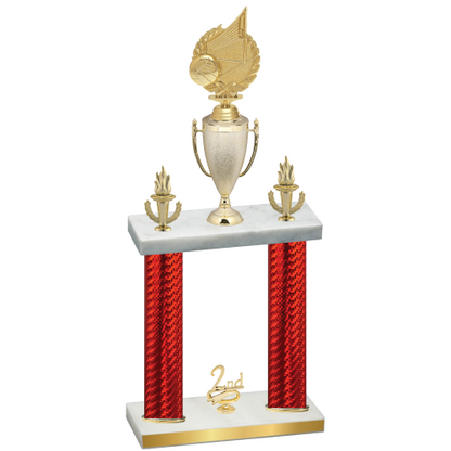 Double Red Carbon Fiber Second Place Volleyball Trophy