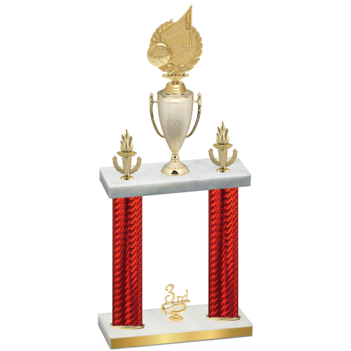 Double Red Carbon Fiber Third Place Volleyball Trophy