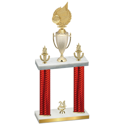 Double Red Carbon Fiber Year Volleyball Trophy