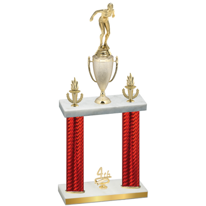 Double Red Carbon Fiber Fourth Place Tennis Trophy
