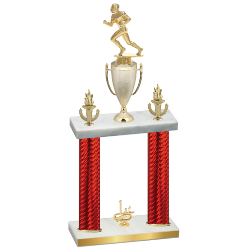Double Red Carbon Fiber First Place Football Trophy