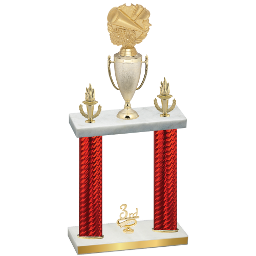 Double Red Carbon Fiber Third Place Cheerleading Trophy