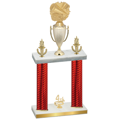Double Red Carbon Fiber Fourth Place Cheerleading Trophy