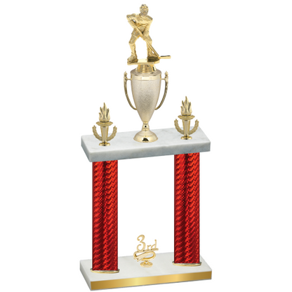 Double Red Carbon Fiber Third Place Hockey Trophy
