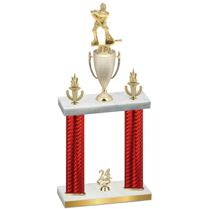 Double Red Carbon Fiber Year Hockey Trophy