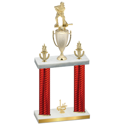 Double Red Carbon Fiber First Place Hockey Trophy