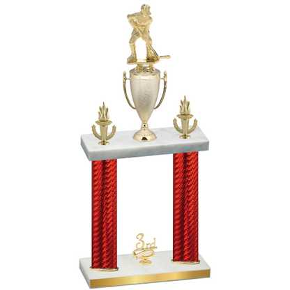 Double Red Carbon Fiber Third Place Hockey Trophy