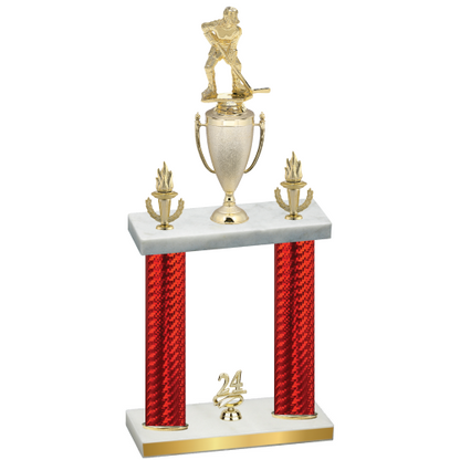 Double Red Carbon Fiber Year Hockey Trophy