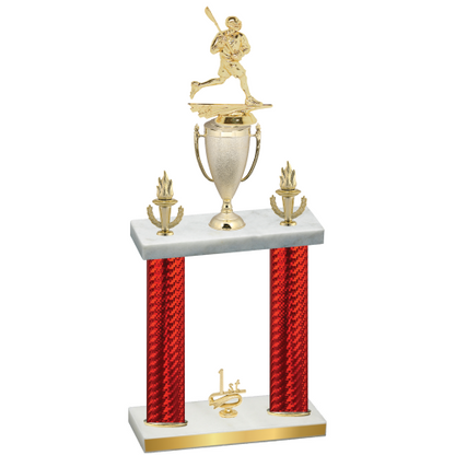 Double Red Carbon Fiber First Place Lacrosse Trophy