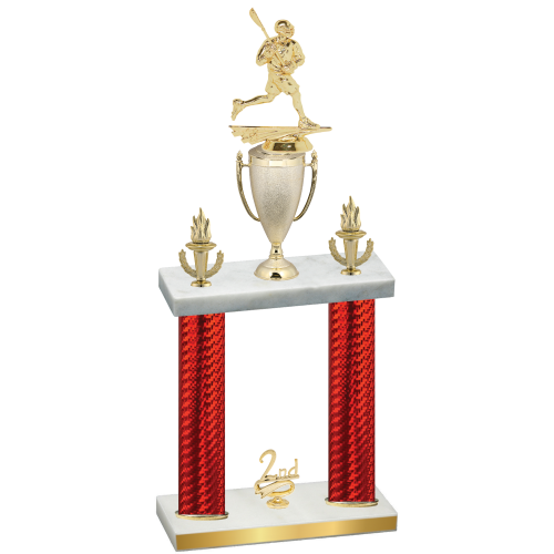 Double Red Carbon Fiber Second Place Lacrosse Trophy