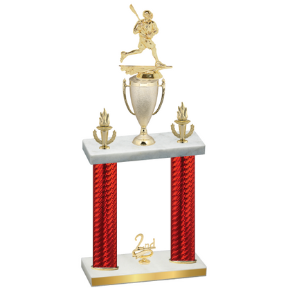 Double Red Carbon Fiber Second Place Lacrosse Trophy