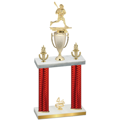 Double Red Carbon Fiber Fourth Place Lacrosse Trophy