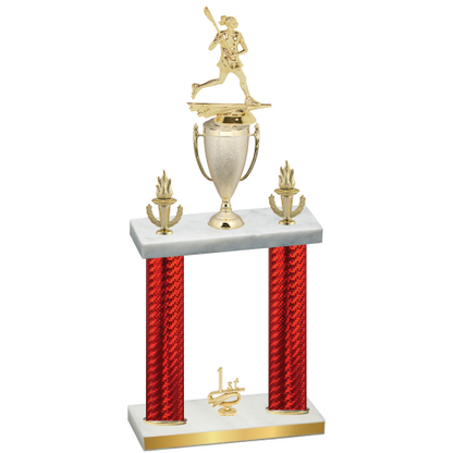 Double Red Carbon Fiber First Place Lacrosse Trophy