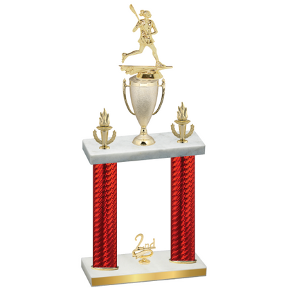 Double Red Carbon Fiber Second Place Lacrosse Trophy