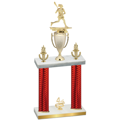 Double Red Carbon Fiber Fourth Place Lacrosse Trophy