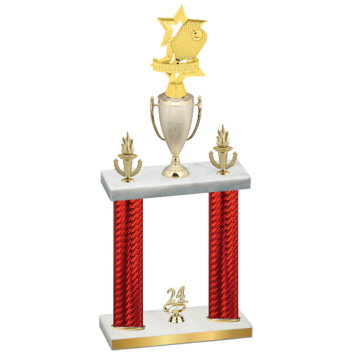 Double Red Carbon Fiber Year Pickleball Trophy
