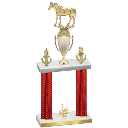 Double Red Carbon Fiber First Place Horses Trophy