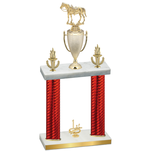 Double Red Carbon Fiber First Place Horses Trophy