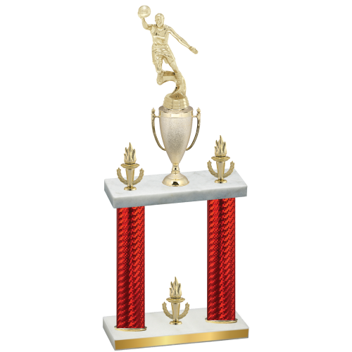 Double Red Carbon Fiber Victory Basketball Trophy