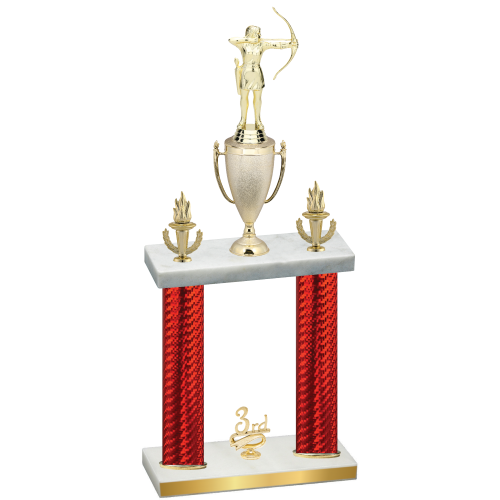 Double Red Carbon Fiber Third Place Archery Trophy