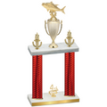 Double Red Carbon Fiber Fourth Place Fishing Trophy