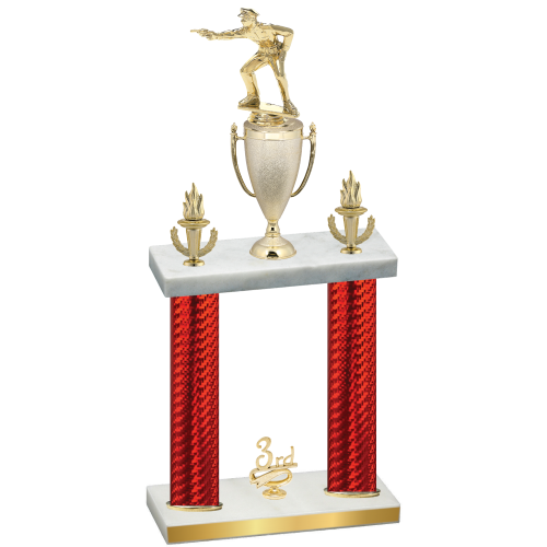 Double Red Carbon Fiber Third Place Shooter Trophy