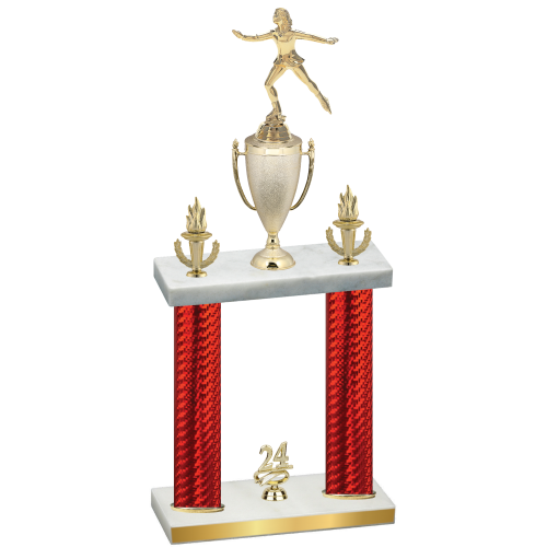 Double Red Carbon Fiber Year Skater Trophy