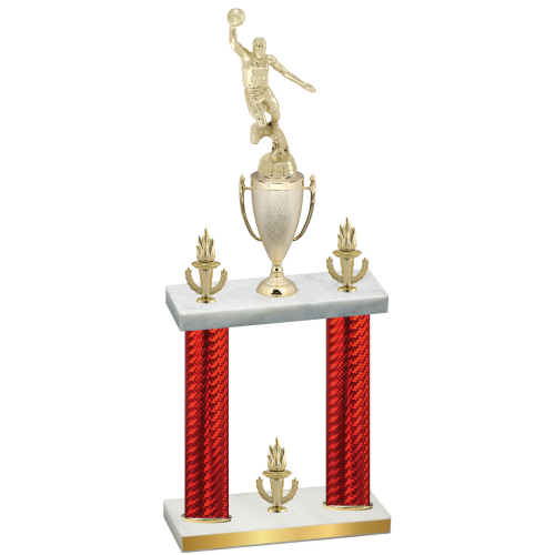 Double Red Carbon Fiber Victory Basketball Trophy