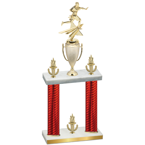 Double Red Carbon Fiber Victory Flag Football Trophy