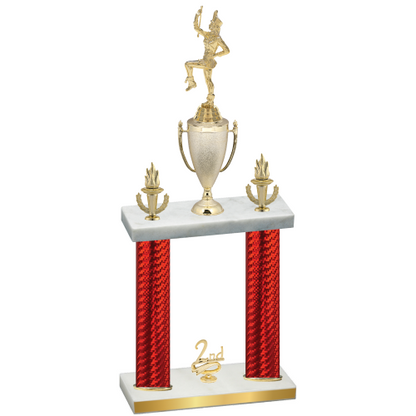 Double Red Carbon Fiber Second Place Majorette Trophy