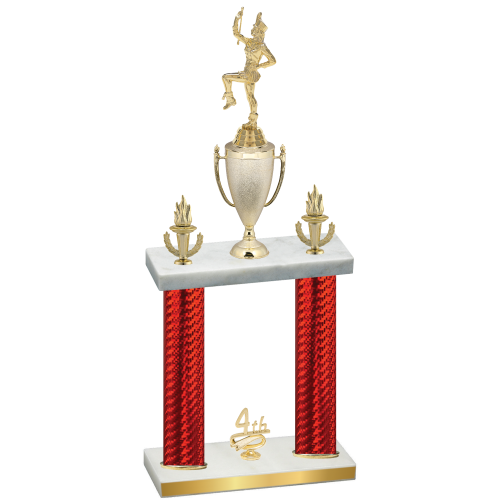 Double Red Carbon Fiber Fourth Place Majorette Trophy