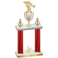 Double Red Carbon Fiber Fourth Place Fishing Trophy