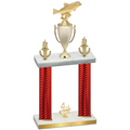 Double Red Carbon Fiber Fourth Place Fishing Trophy