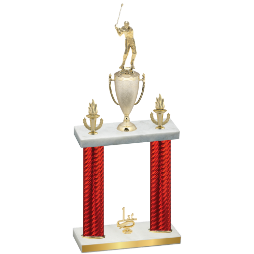 Double Red Carbon Fiber First Place Golf Trophy